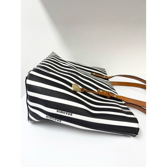 Brahmin All Day Signature Striped Tote Bag Black & White - Picture 6 of 11